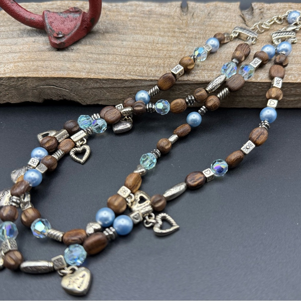 Brighton Elegant Silver and Brown Beaded Necklace